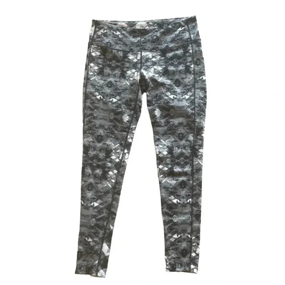 Athleta Aztec Leggings Cosmic Chaturanga Capri Geometric Gray Size Medium Gray - Picture 1 of 6